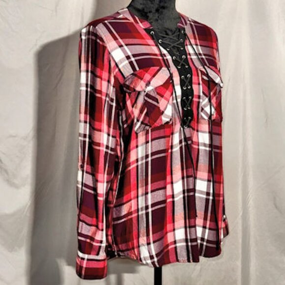 Express Henley T-Shirt, Shades of Purple, COrset Tie-up on Bodice - Picture 1 of 8